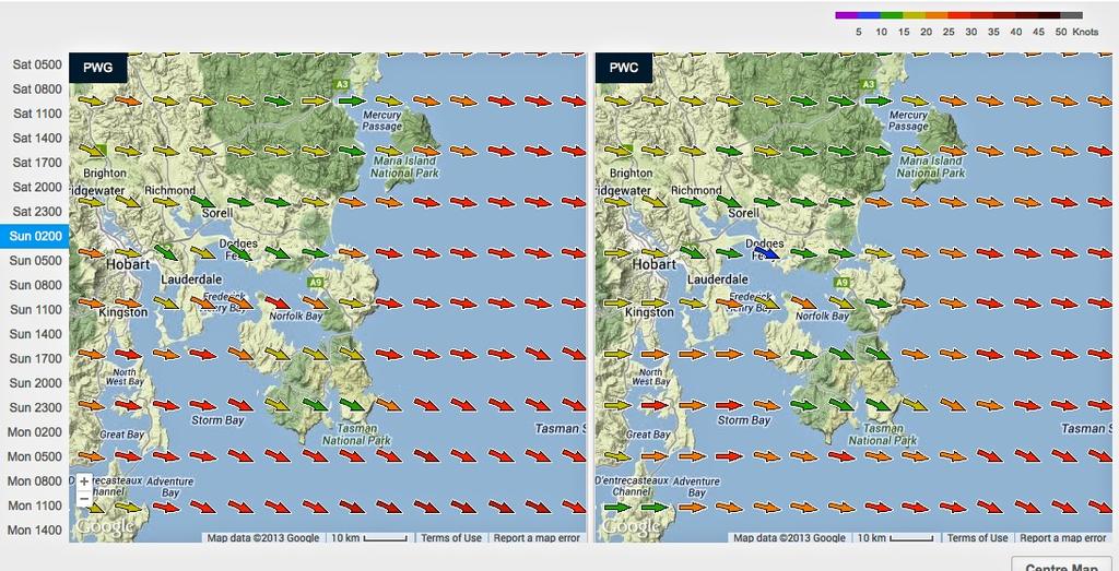 Sunday 0200hrs - Tasman Island, 2013 Rolex Sydney Hobart Race © PredictWind.com www.predictwind.com